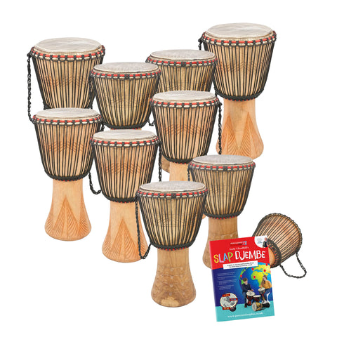 PP664-10PK - Percussion Plus Ghanaian djembe pack - rope tuned 10 player pack