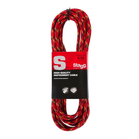 SGC6VT-RD - Stagg S-series vintage mono large jack cable Red tweed