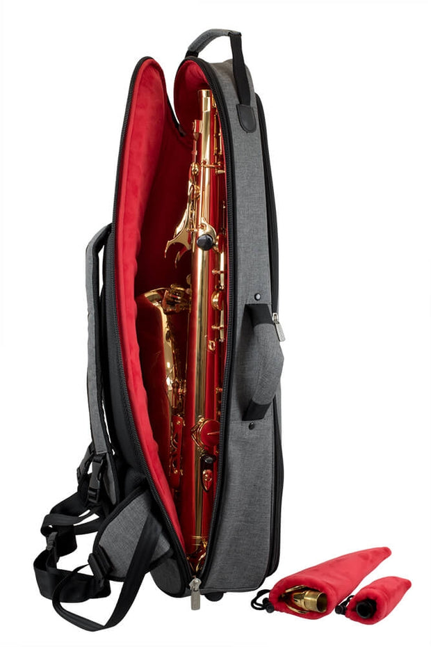 36TS-315 - Tom & Will tenor sax gig bag Grey with red interior