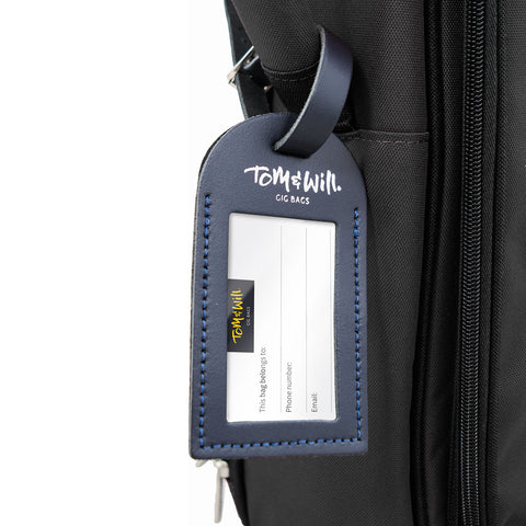 99LL-640 - Tom & Will 100% real leather luggage tags Navy blue