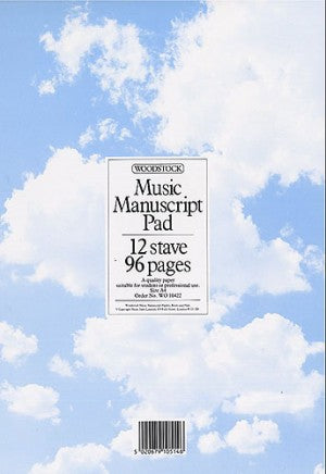 WO10422 - Woodstock Music Manuscript Pad: 12 Stave - 96 pages (A4) Default title