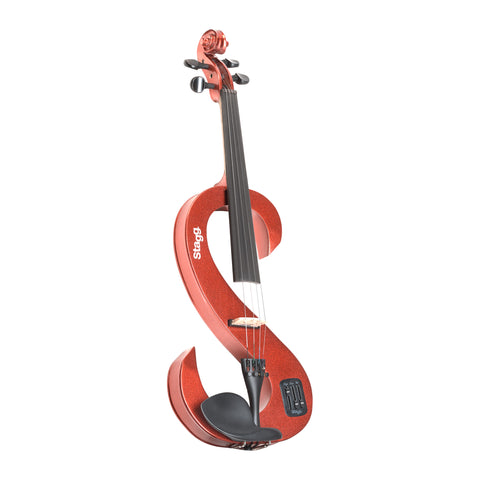 EVN44-MR - Stagg silent s-shaped electric violin outfit Metallic red