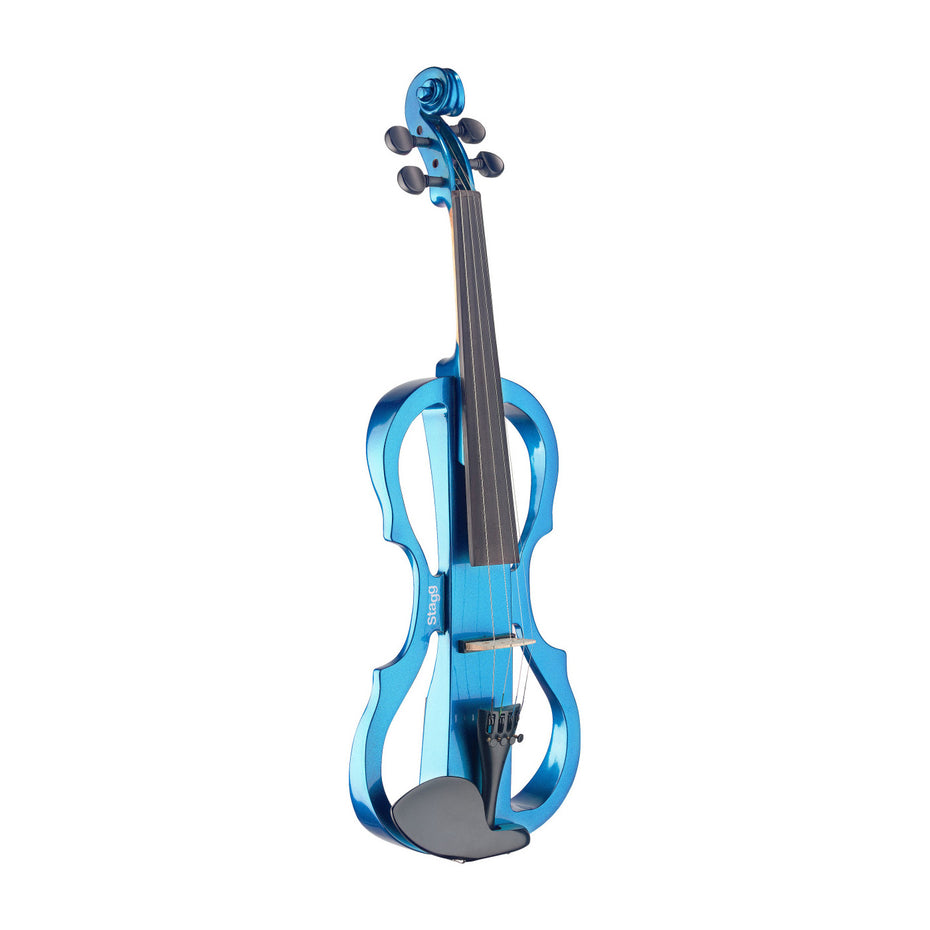 EVNX44-MBL - Stagg silent traditionally shaped electric violin outfit Metallic blue