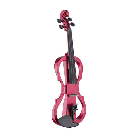 EVNX44-MRD - Stagg silent traditionally shaped electric violin outfit Metallic red