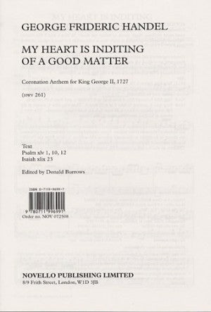 NOV072508 - Handel My Heart Is Inditing Of A Good Matter SATB and organ Default title