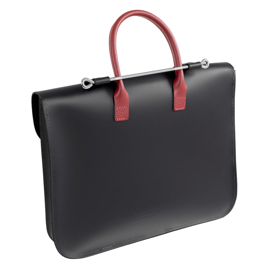 MC1-BRD - Oxford Traditional leather music case Black with red front