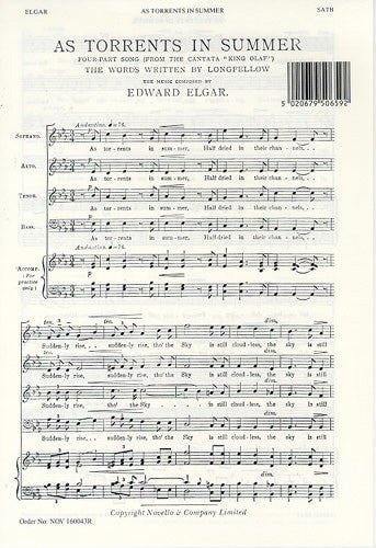 NOV160043R - Edward Elgar: As Torrents In Summer (SATB) Default title