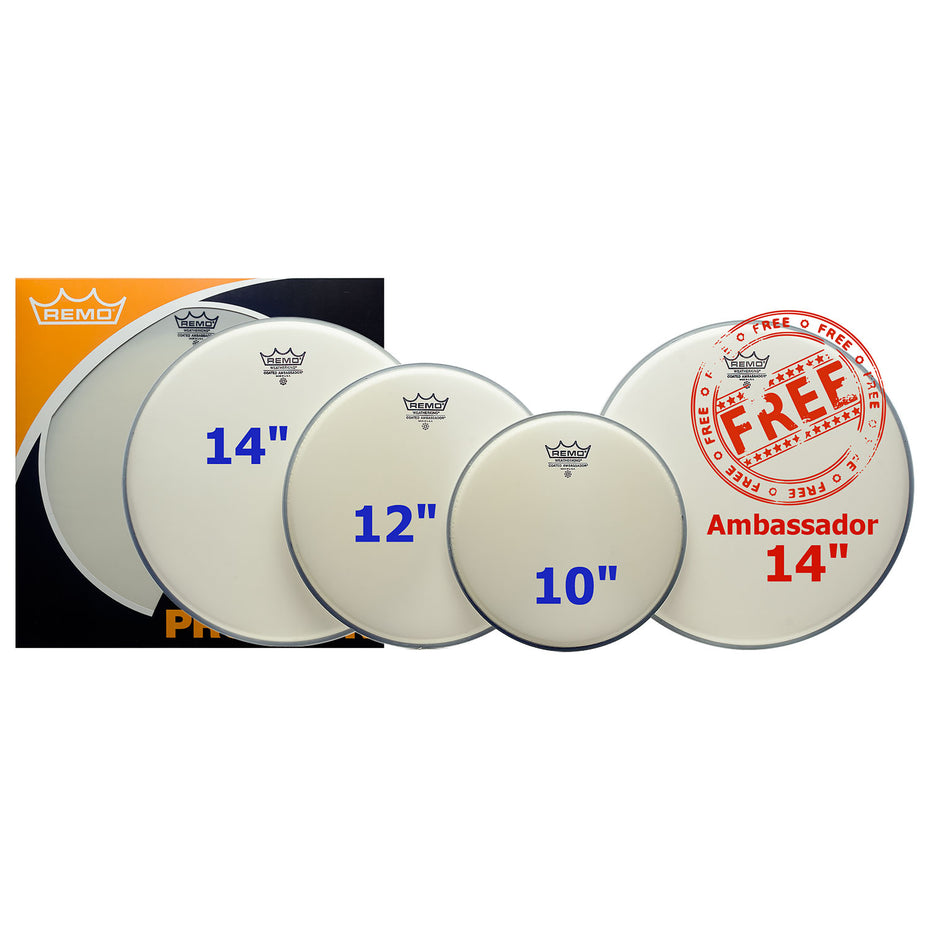 PP0110BA - Remo Ambassador pro pack coated drum skins 10