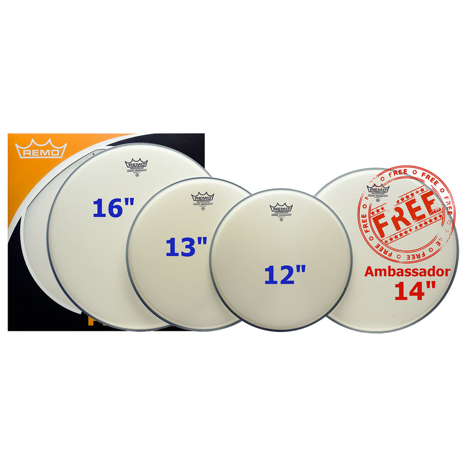 PP0112BA - Remo Ambassador pro pack coated drum skins 12
