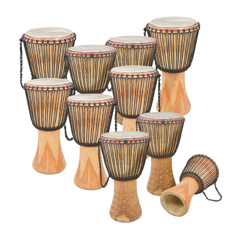 PP664-10PK - Percussion Plus Ghanaian djembe pack - rope tuned 10 player pack