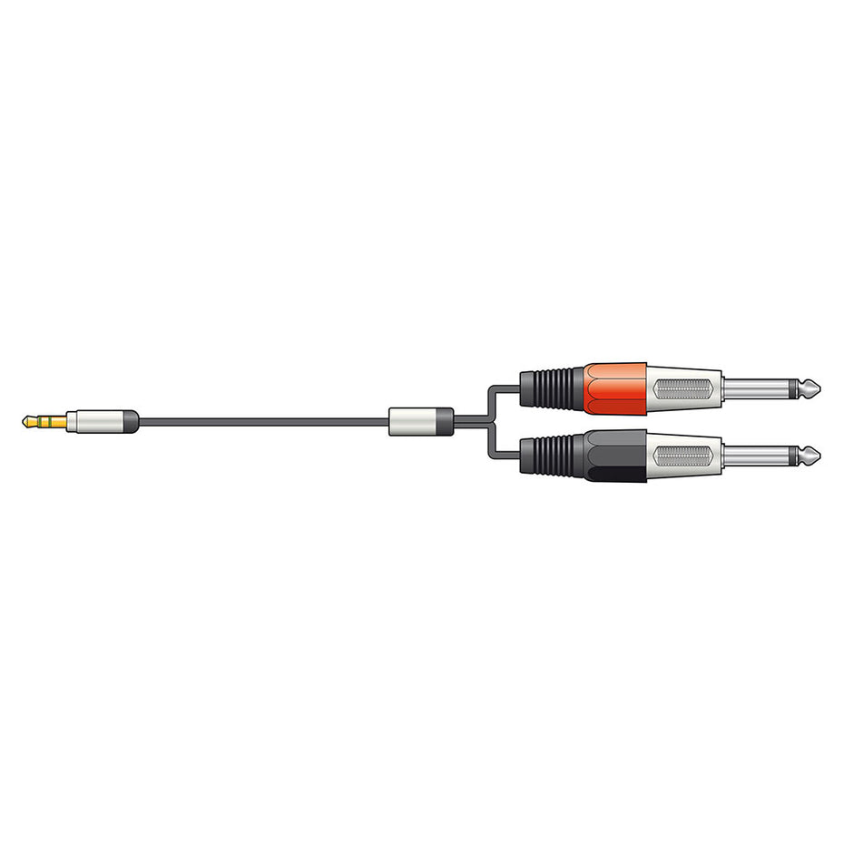 SK190236 - QTX 3.5mm stereo jack to 2 x mono 6.3mm jack cable Default title