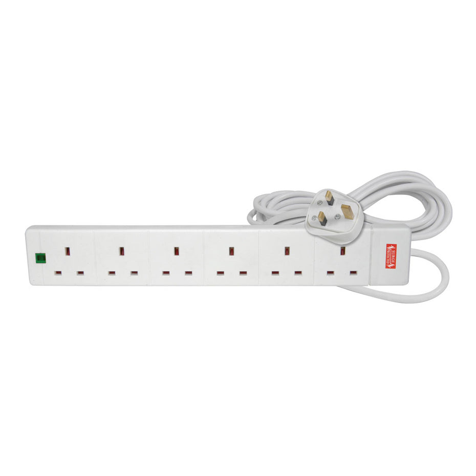 SK429776 - Mercury 6 gang extension lead with surge protection - 2m Default title