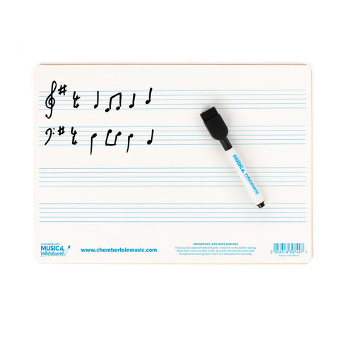 WB125 - A4 mini dry-wipe music whiteboard with 4 pre-printed staves Default title