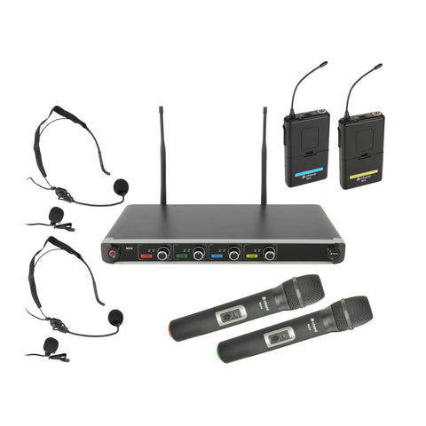 SK171845 - Chord NU4 4-channel wireless microphone system 2 x handheld and 2 x headset mics