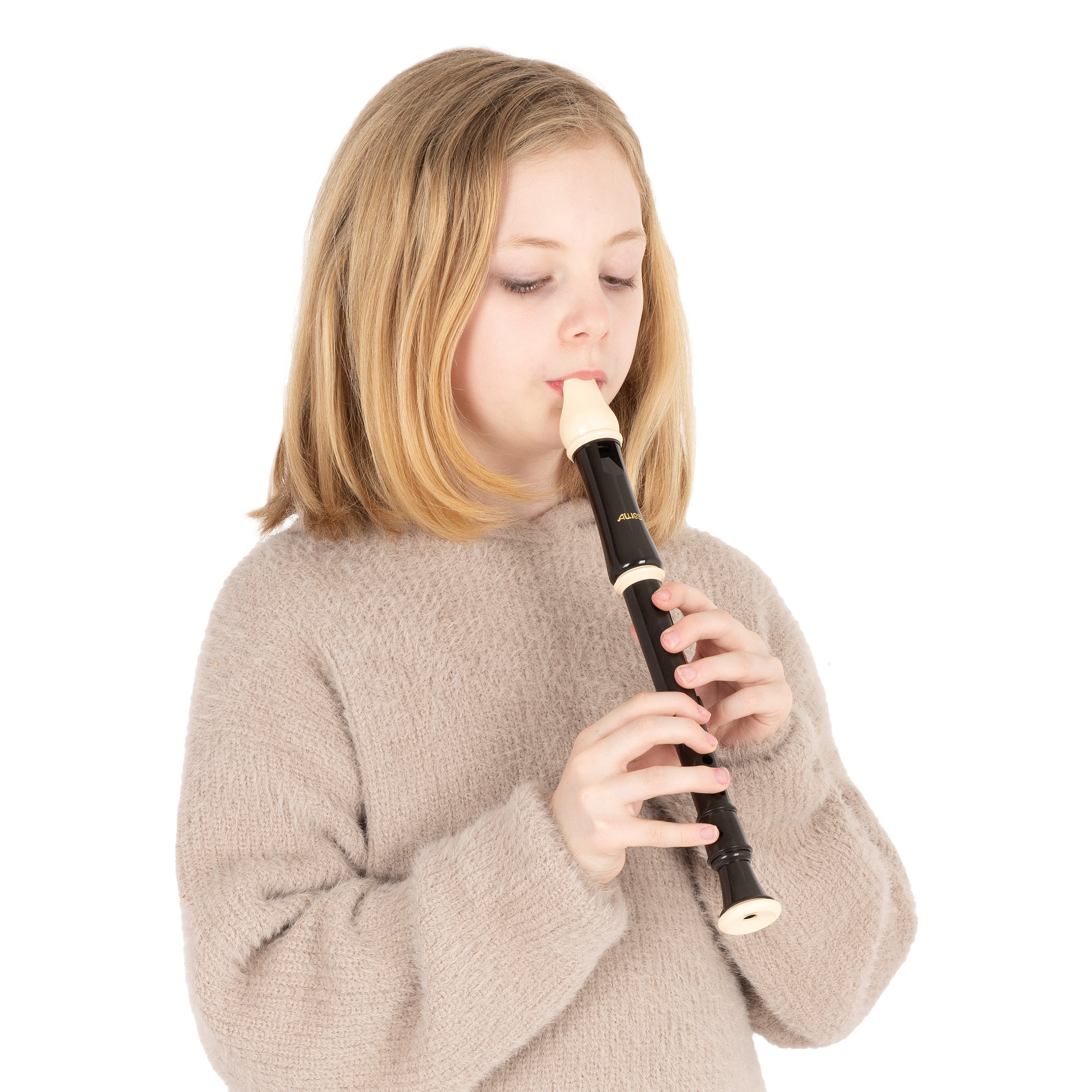 205 - Aulos 205A Robin descant recorder A1 / Black and white