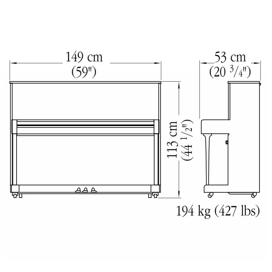 B2E-PE,B2E-PM,B2E-PW,B2E-PWH,B2E-PEC - Yamaha b2 upright piano Polished Ebony / A1
