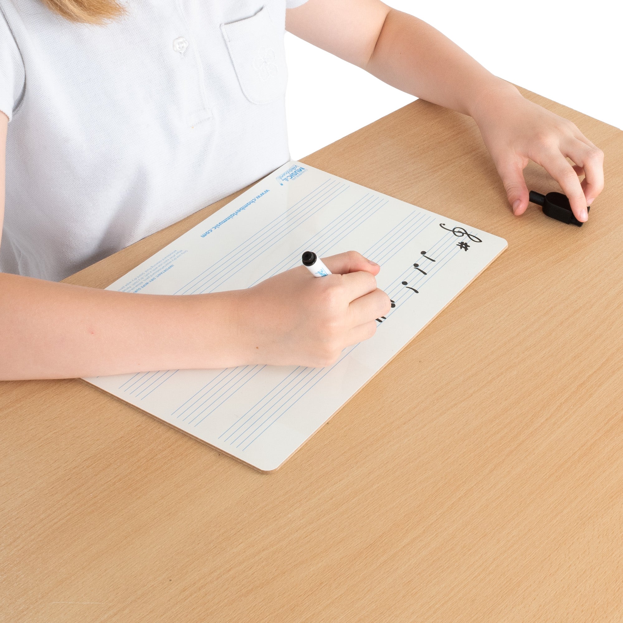 WB125 - A4 mini dry-wipe music whiteboard with 4 pre-printed staves A1