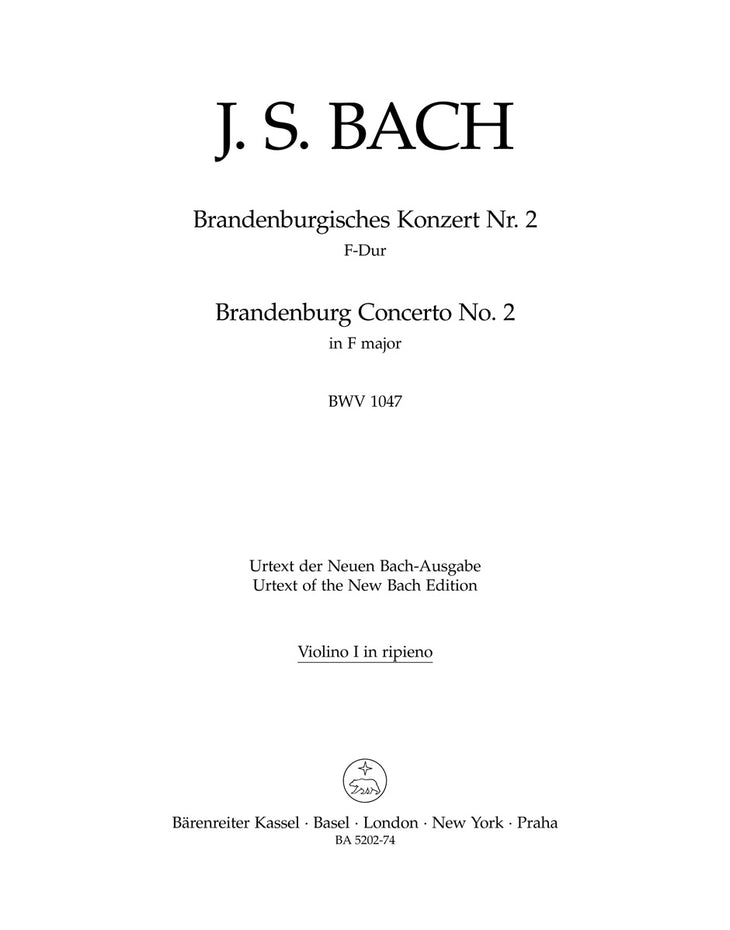 BA5202-74 - Bach Brandenburg Concerto No. 2 in F: Violin 1 Part Default title