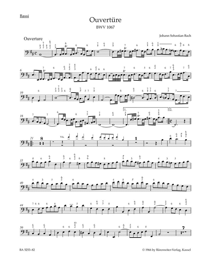 BA5253-82 - Bach Orchestral Suite (Overture) in B minor: Basses Part Default title