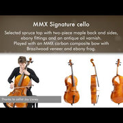MMX carbon composite ** 4/4 bow cello bow with wood veneer
