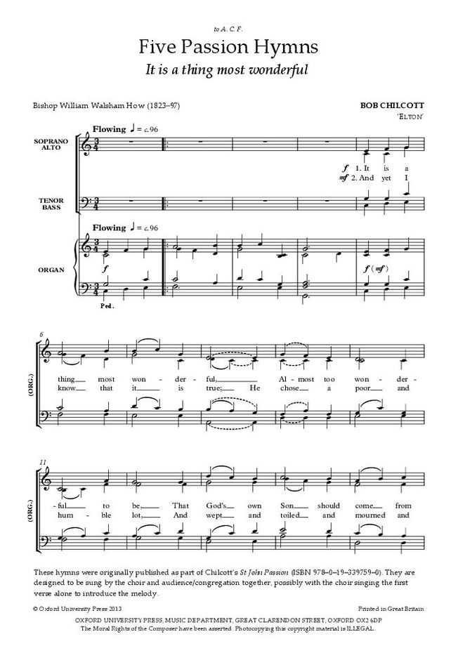 OUP-3408555 - Five Passion Hymns: Vocal score Default title