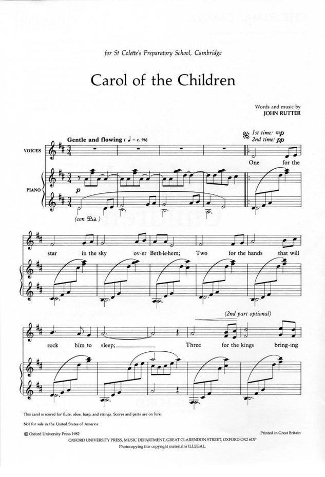 OUP-3420601 - Rutter Carol of the Children: Unison vocal score Default title