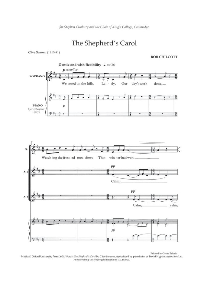 OUP-3432963 - Chilcott The Shepherd's Carol: Vocal score Default title