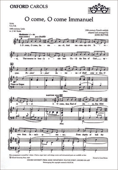 OUP-3850927 - O come, O come, Immanuel: Vocal score Default title