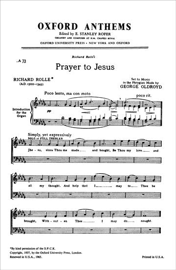 OUP-3853577 - Prayer to Jesus: Vocal score Default title