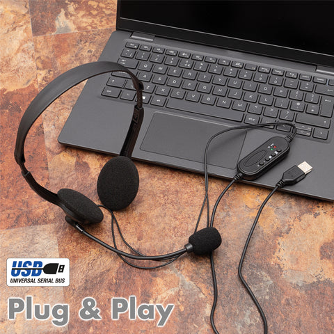 A088DU - Soundlab A088DU USB headset with flexible boom microphone Default title