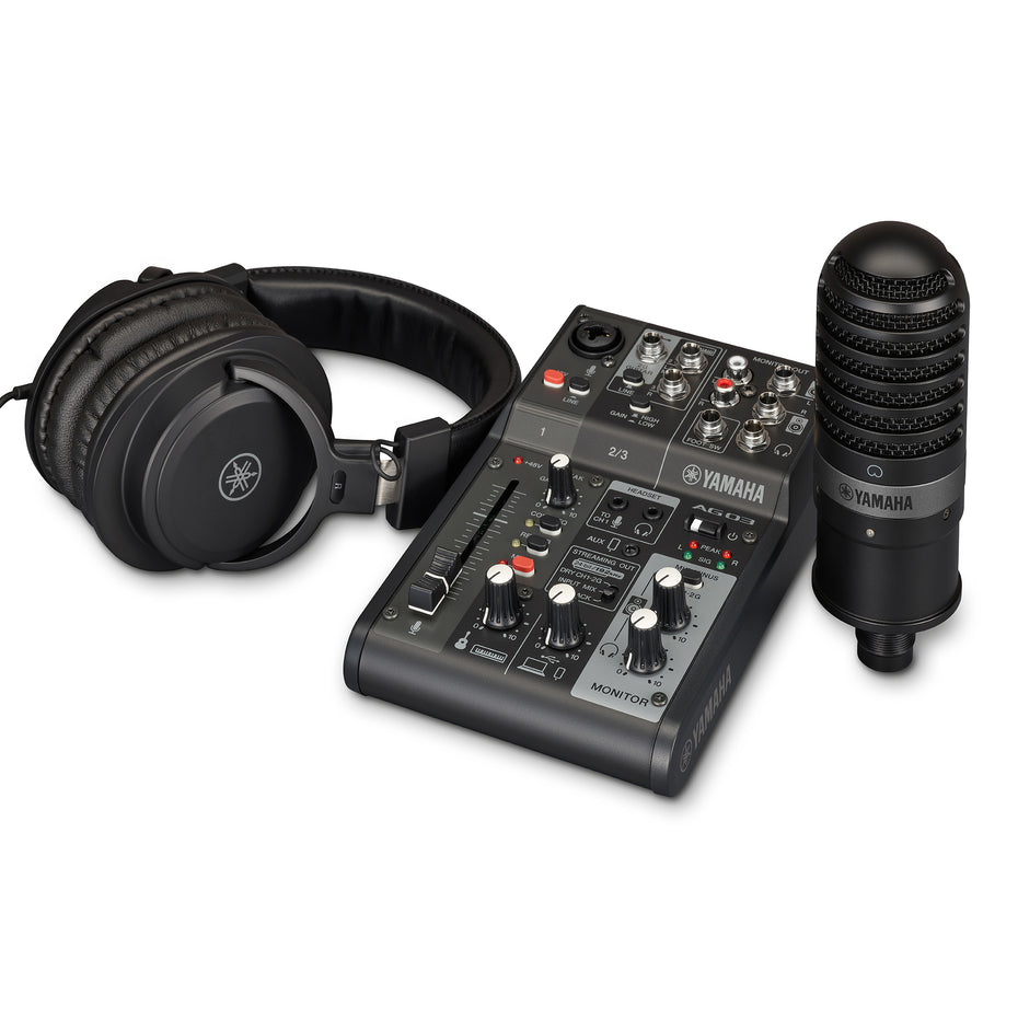 AG03MK2BLSPK - Yamaha AG03MK2 LSPK 3 channel analogue mixer live streaming pack Black