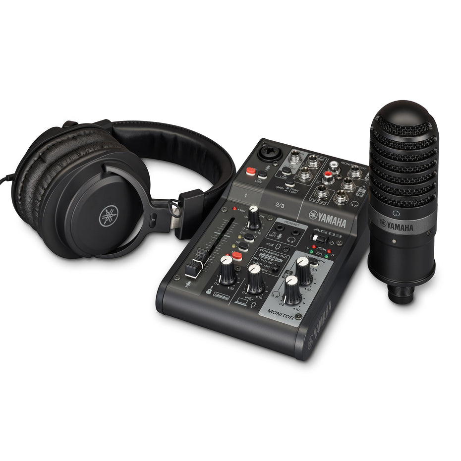Yamaha AG03MK2 LSPK 3 channel analogue mixer live streaming pack 