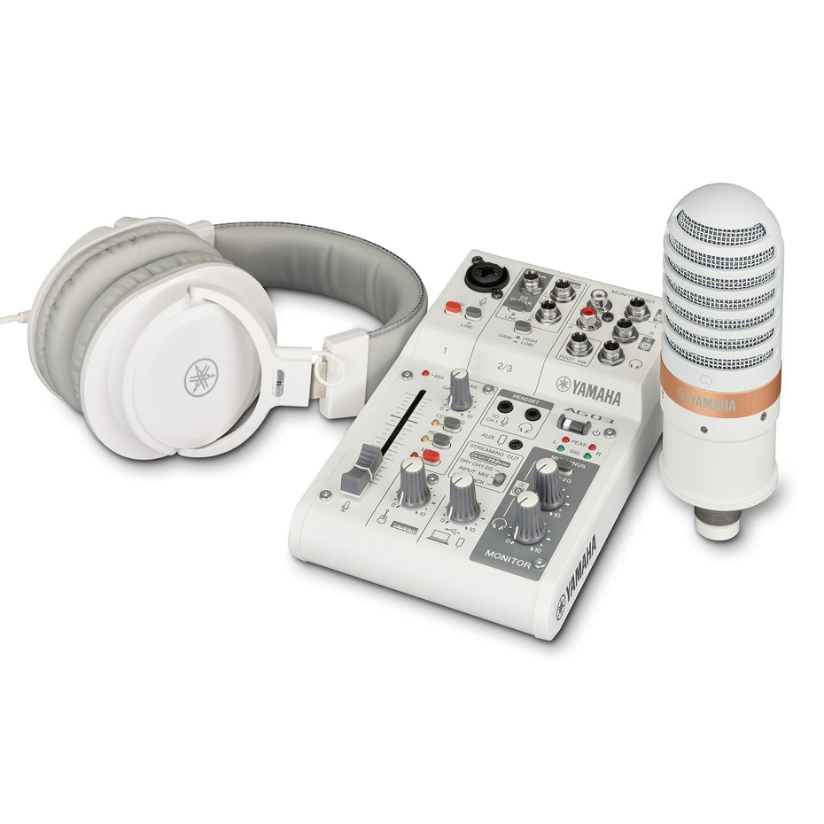 AG03MK2WHLSPK - Yamaha AG03MK2 LSPK 3 channel analogue mixer live streaming pack White