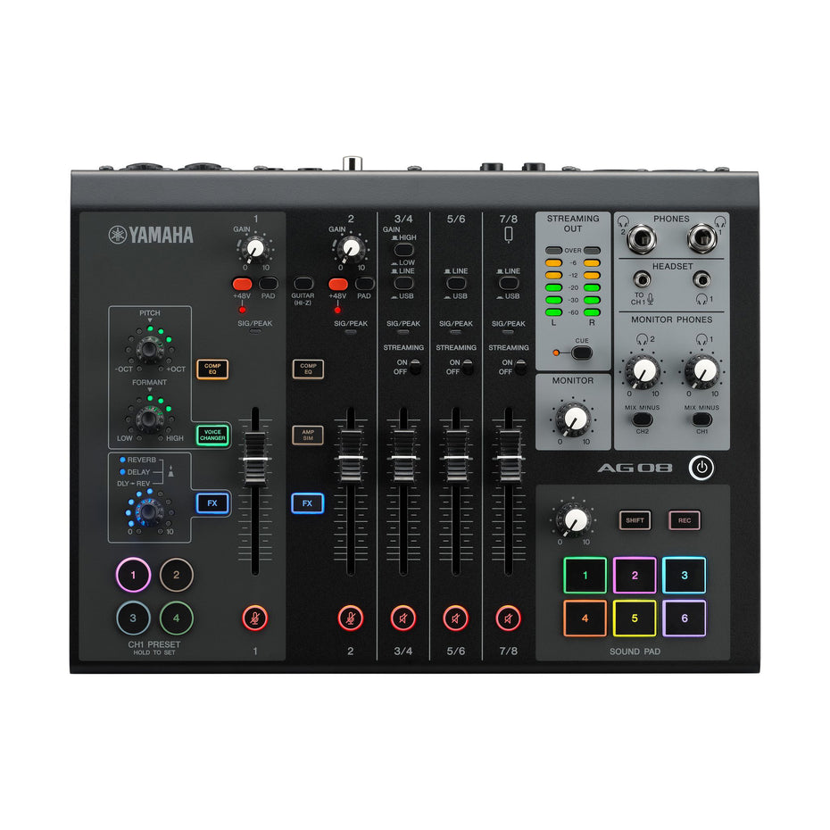 AG08BLUK - Yamaha AG08 live streaming 8 channel analogue mixer Black