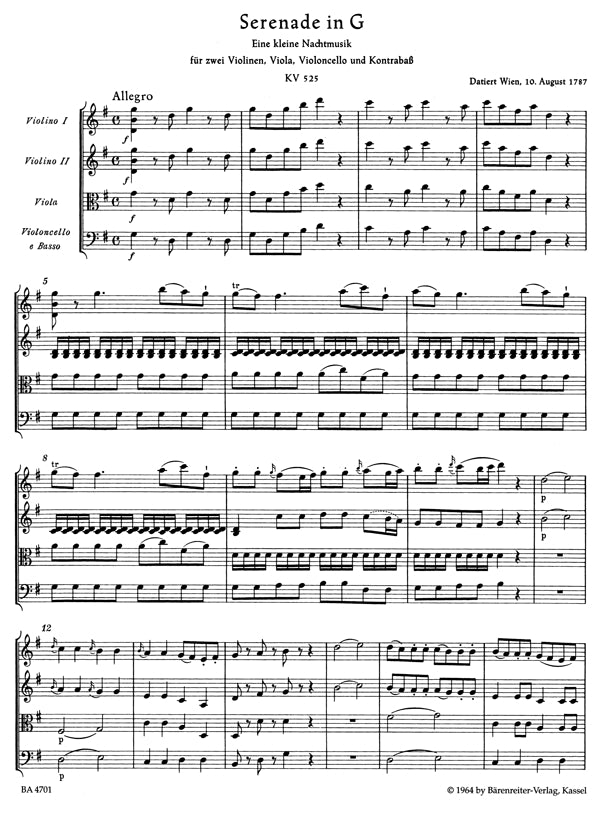 BA4701 - Mozart Eine Kleine Nachtmusik K525 Full Score Default title
