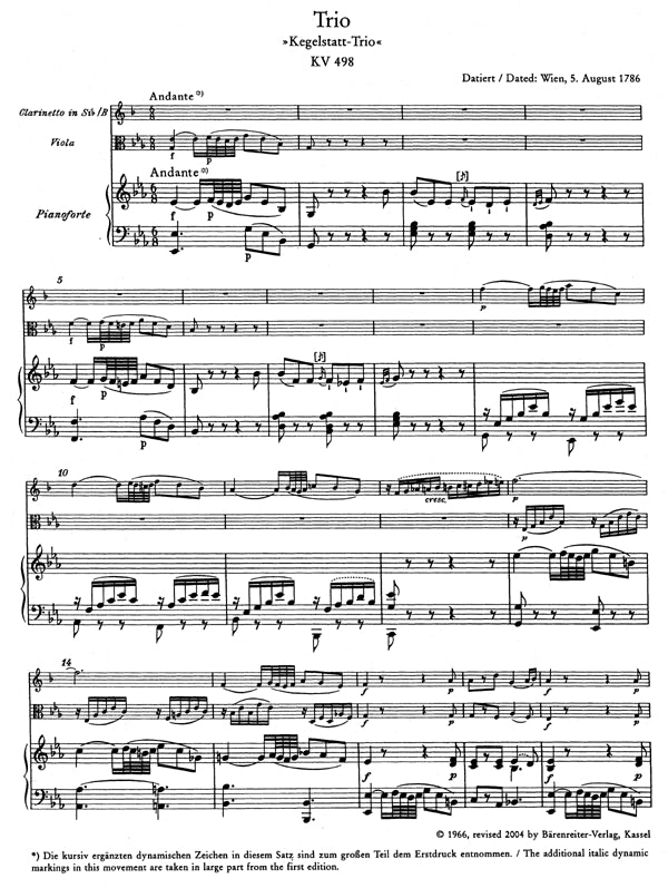 BA5325 - Piano Trio In E-Flat K498 (Kegelstatt) Default title