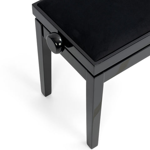 BG27-BG-BK - Hidrau BG27 'Toledo' single adjustable piano stool Black gloss, black velvet
