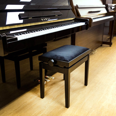 BG27-BS-BK - Hidrau BG27 'Toledo' single adjustable piano stool Black satin, black velvet
