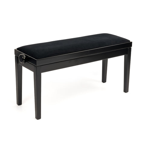 BG270-BS-BK - Hidrau BG270 'Geneva' height adjustable duet piano stool Black satin, black velvet