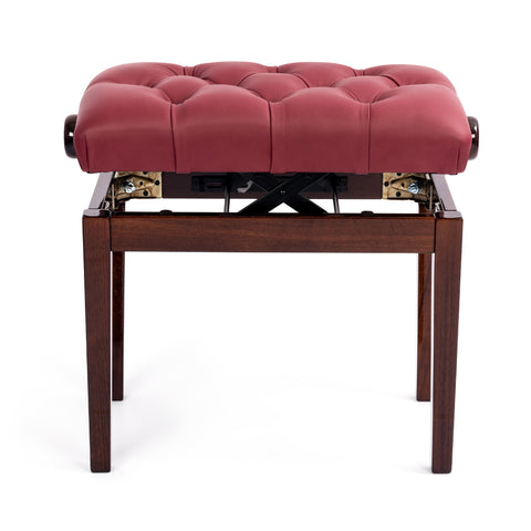 BG33-WNG-RDL - Hidrau BG33 'Vienna' adjustable concert piano stool Walnut gloss, red leather
