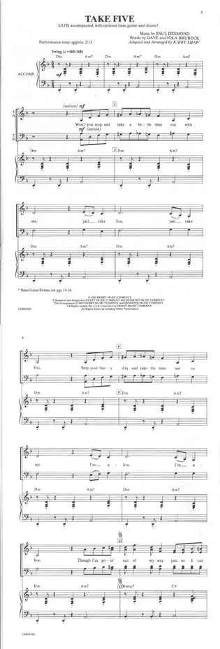 CHM03040 - Brubeck Take Five SATB Default title