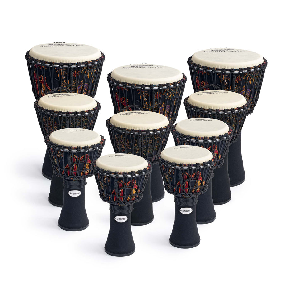 DJ667-10PK - Percussion Workshop Jammer Series djembe pack - rope tuned 10 player pack
