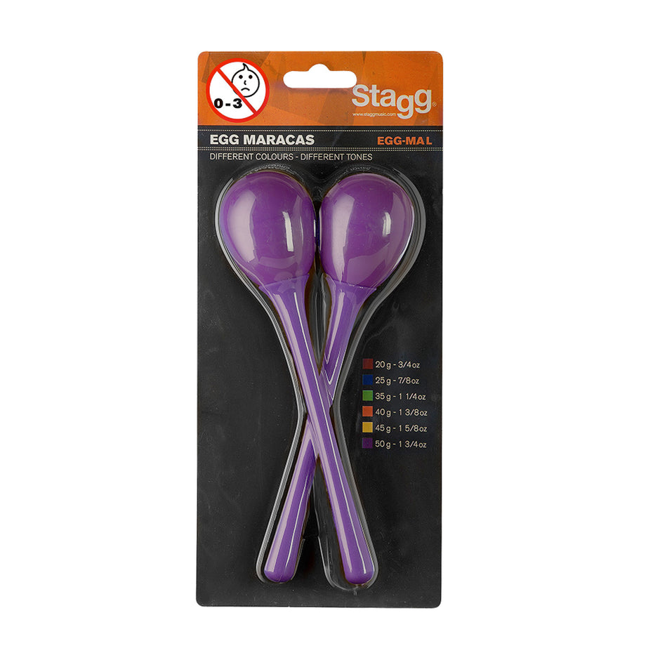 EGG-MALPP - Stagg egg shakers pair with long handles Purple