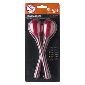 EGG-MALRD - Stagg egg shakers pair with long handles Red