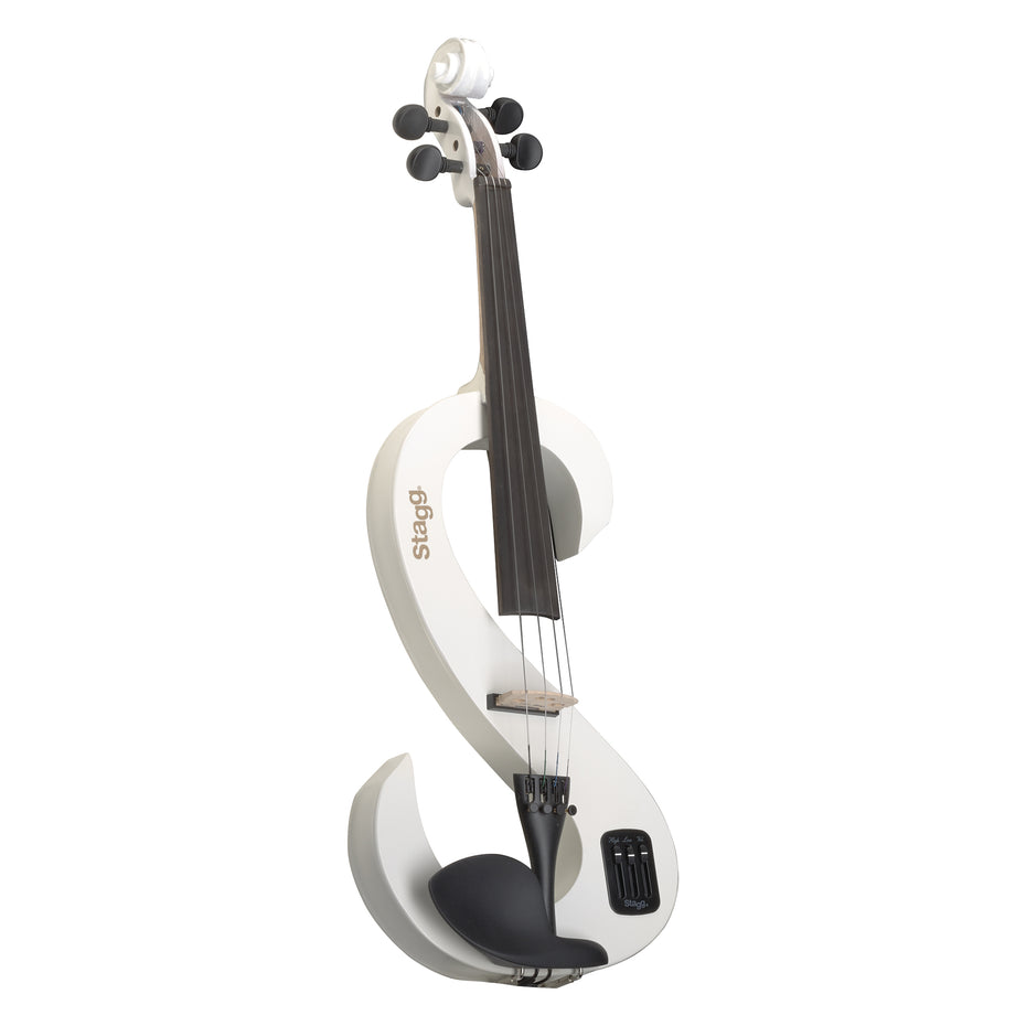 EVN44-WH - Stagg silent s-shaped electric violin outfit White