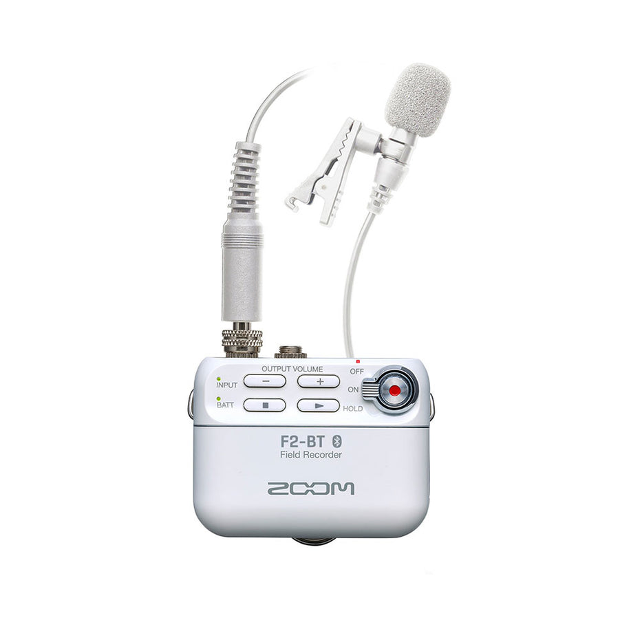 F2-BT-WHITE - Zoom F2-BT white field recorder with bluetooth and lavalier microphone Default title