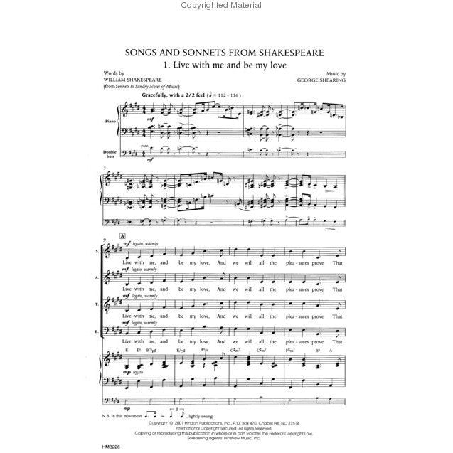HMB226 - George Shearing - Songs and Sonnets SATB Default title