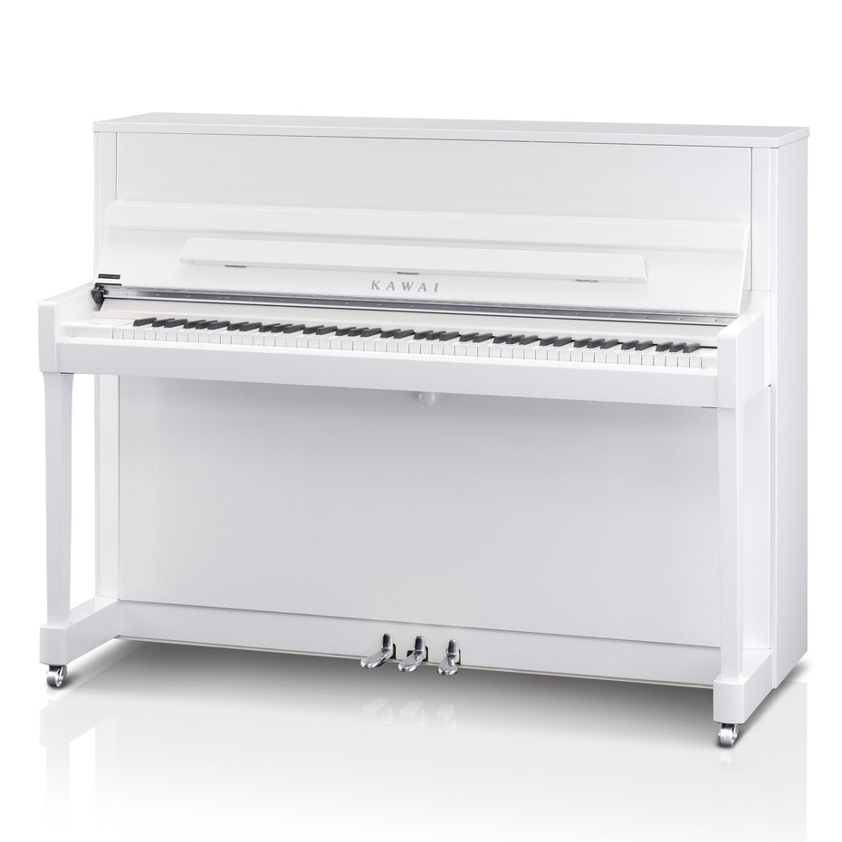 K-200SL-WHP - Kawai K-200 upright piano Polished White, Silver Fittings