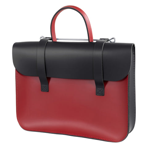 MC1-BRD - Oxford Traditional leather music case Black with red front