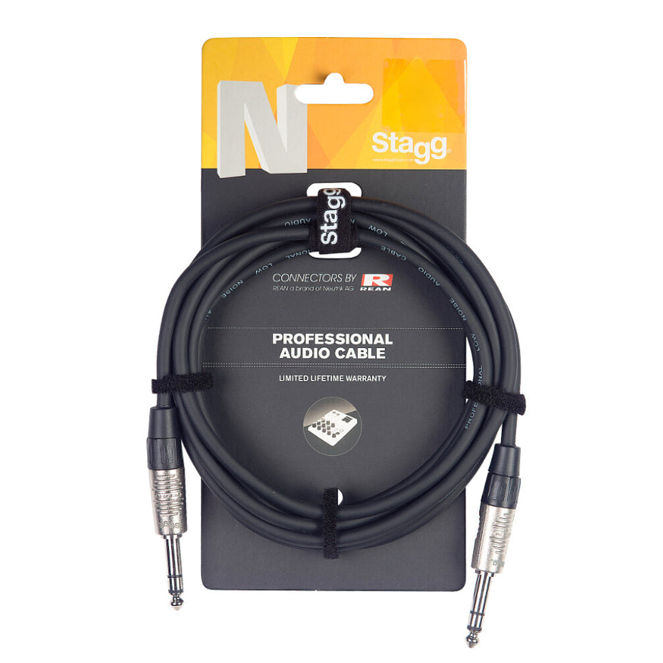 NAC3PSR,NAC6PSR - Stagg stereo large jack to jack instrument cable 3m